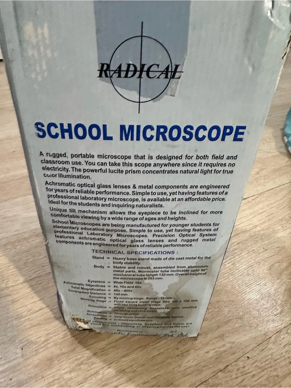 Radical RM-1B Student School Microscope 40x-600x Open Box w/ Manual